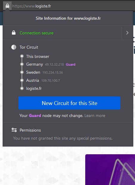 Créer des circuits dans le navigateur Tor