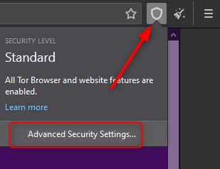 Tor Browser onglet Sécurité