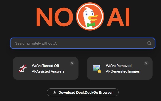 NoAI DuckduckGo